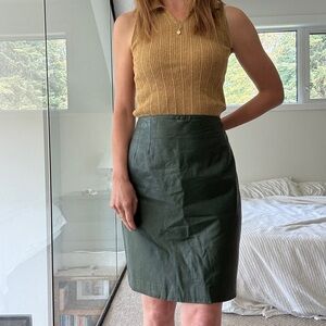 Vintage Green Leather Skirt